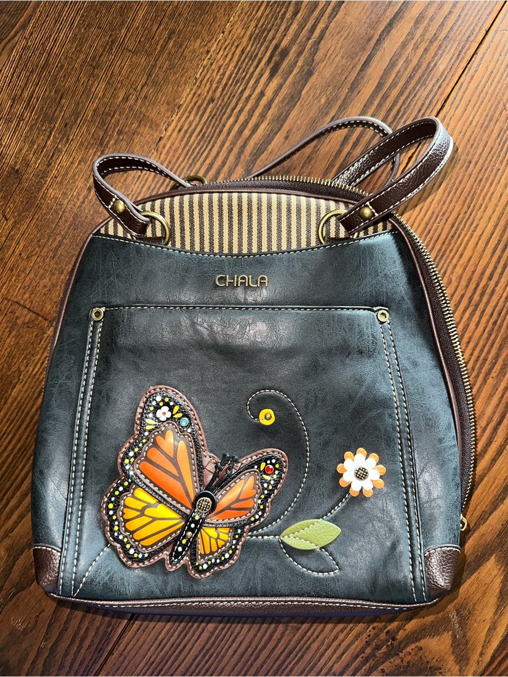 Chala patchwork, monarch, butterfly, convertible, shoulder bag backpack
